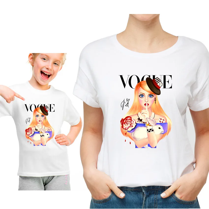 Летняя футболка для мамы и дочки; модная женская футболка с принтом «Алиса и это моя страна чудес» в стиле Харадзюку; повседневные модные