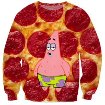 

Patrick Star pizza pepperoni Crewneck hoodies men/women funny Cartoon 3d sweatshirt casual Pullover tops plus size S-5XL