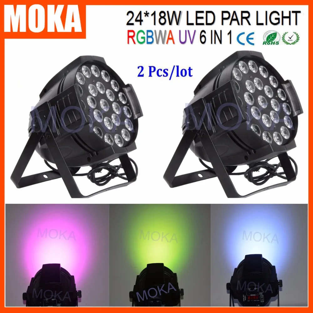 

2PCS/LOT Color Changing 24x18w RGBWA UV 6 in1 Led Par Stage Light