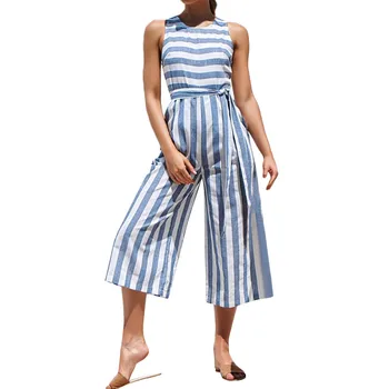 

Free Ostrich Boho Striped Strapless Women Jumpsuit Summer Sashes Long Playsuit Sleeveless Sexy Jumpsuit Overalls N30