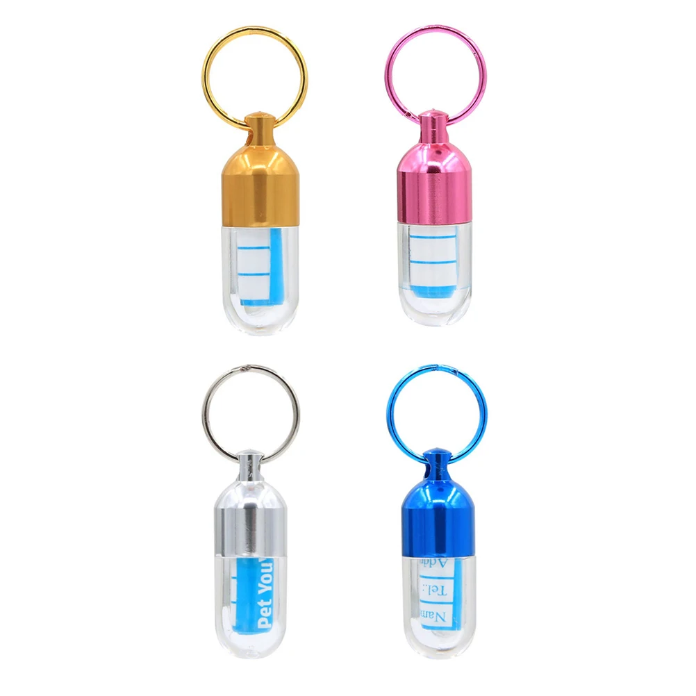 

Pet ID Name Address Holder Label Tag Storage Capsule Shape Case For Cat And Dog (Random Color)