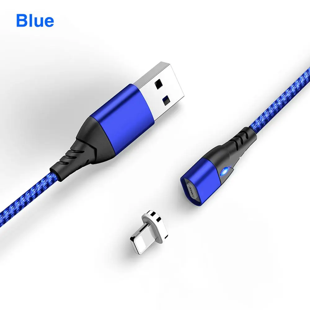 Магнитный кабель Micro USB kisscase 3A для быстрой зарядки type C для iPhone для samsung Магнитный адаптер зарядного устройства кабель для синхронизации данных - Цвет: Blue single line