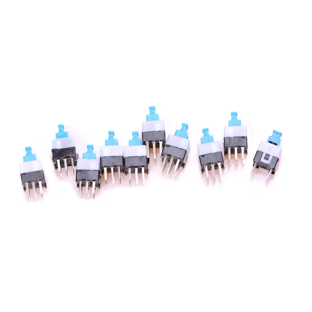 7*7MM 10pcs/lot 6Pin Push Tactile Power Micro Switch Self lock On/Off button Latching switch