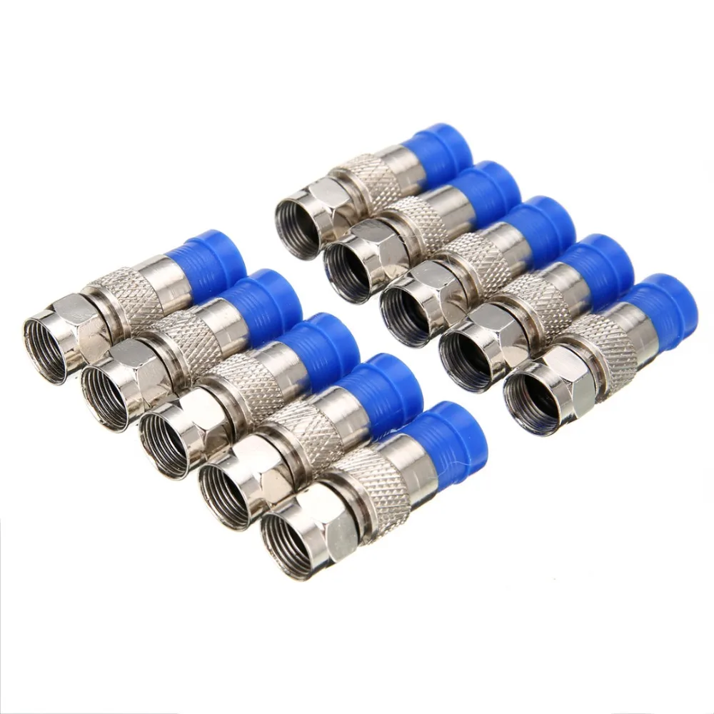 10Pcs Universal RG6 Compression Cable F Connectors Waterproof Coax