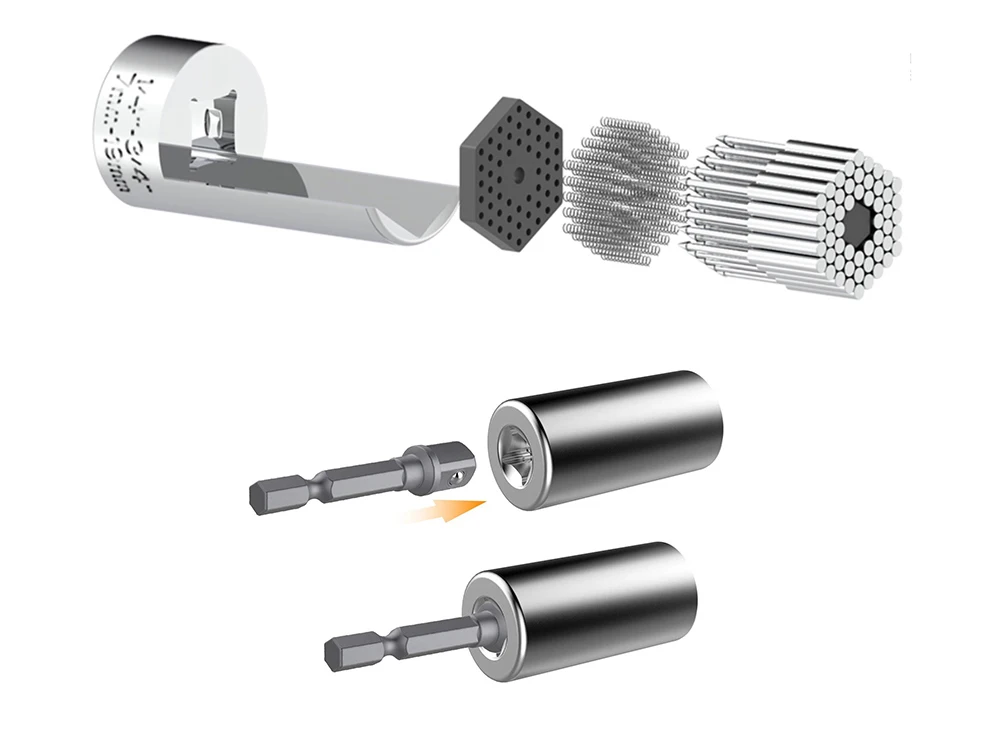 TUUTH 2 PieceSet Universal Socket Wrench 7-19mm Adjustable Torque Ratchet Socket Wrench Set Spanner Multi-Function Hand Tool Set A10