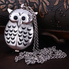 Vintage Quartz Antique Owl Bronze Pocket Watch Steampunk Necklace Roman Number Watches Pendant Chain Women Men Unisex Gifts 9336