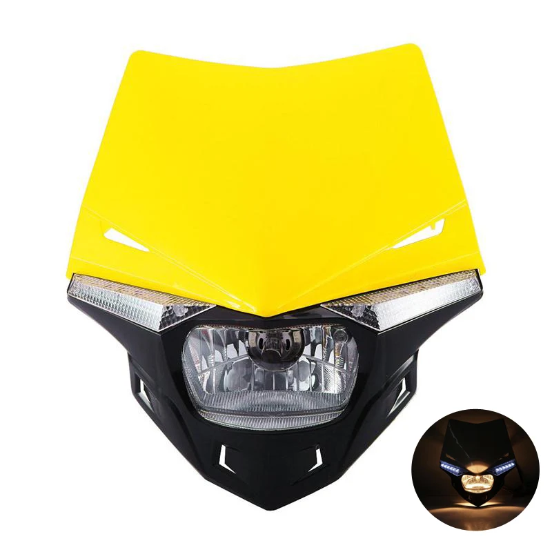 Ironwalls Enduro Style Yellow Black Motorcycle Headlight Fairing Kit