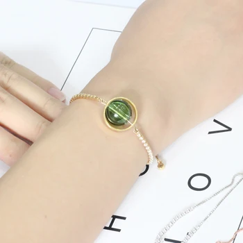 

1PC Gold Bracelet Chain with diffuser Hole Murano Glass Essential Oil ball Perfume Bracelets For Women