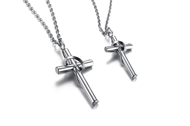 ZORCVENS бренд нержавеющая сталь серебряный цвет Женская Мужская мода Любовь Крест Пара кулон ожерелье