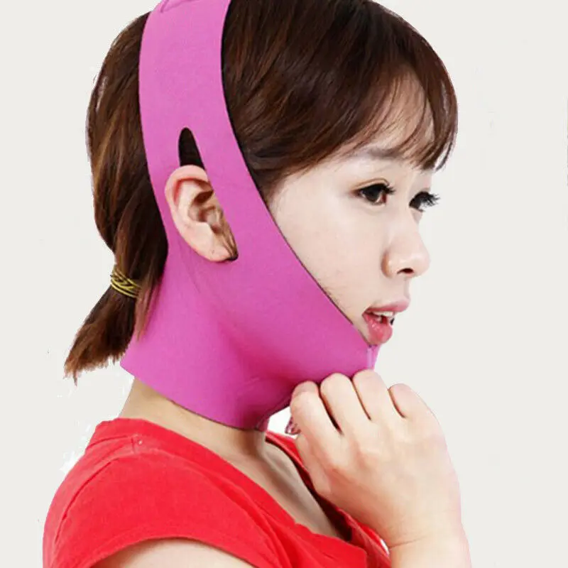 Уменьшение двойной для лица и подбородка V Форма r ремень для подтягивания лица бандажная форма ремня для лица для женщин маска для похудения - Цвет: Rose