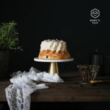 Подставка для тортов десертов поднос из натурального мрамора с медной подставкой для торта поворотный стол Dia20cm