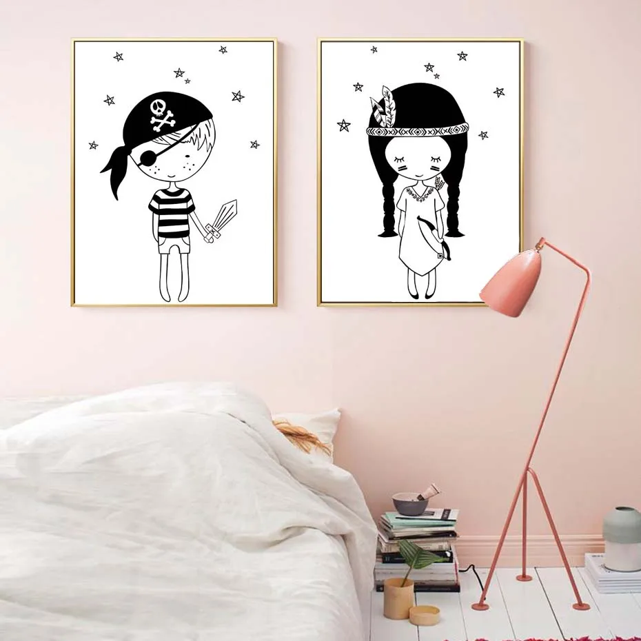 Poster Black White Superhero Modern Canvas Painting Simple Wall Art Print Picture Bedroom