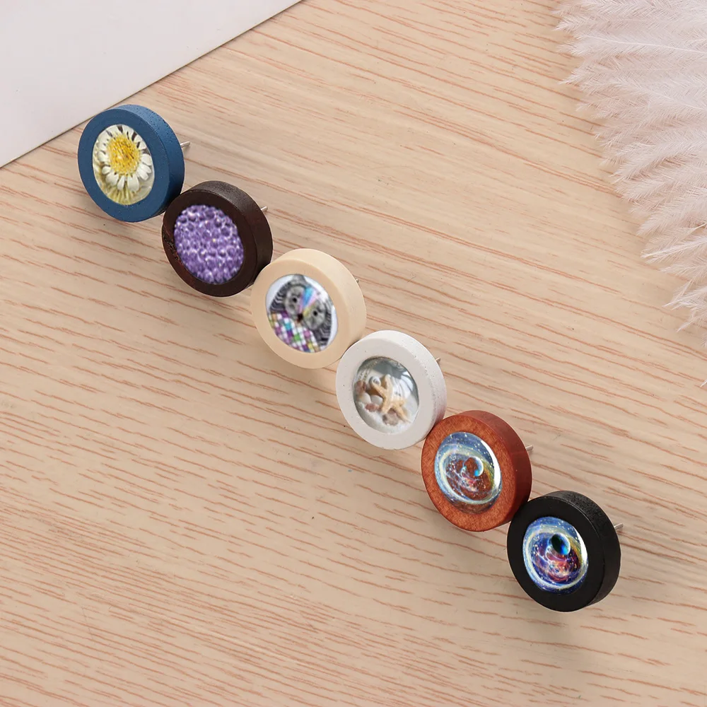 10 шт. 25 мм стекло Cabochons серьги-пуговицы Bezels установка деревянный круглый шкаф серьги пустые/База Кабошон Установка лоток УФ смола