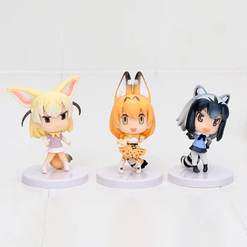 

3pcs/set Anime Kemono Friends Fennec Serval Common Raccoon Doll PVC Figure Collectible Model Toy 5cm