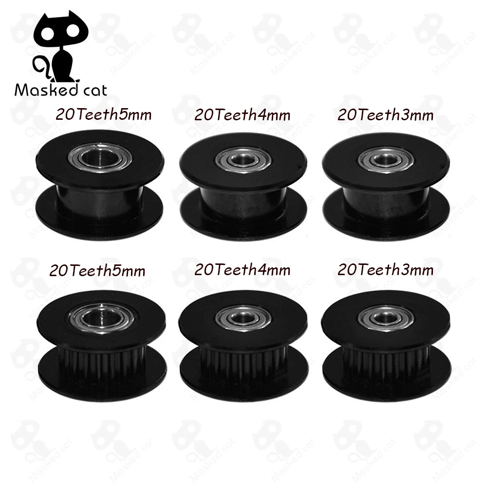 

5pcs/lot GT2 Pulley 16/20 Without Teeth Pulley 16/20Teeth OR Without Teeth Timing Gear Bore 3/5mm for 2GT Belt Width 6/10mm