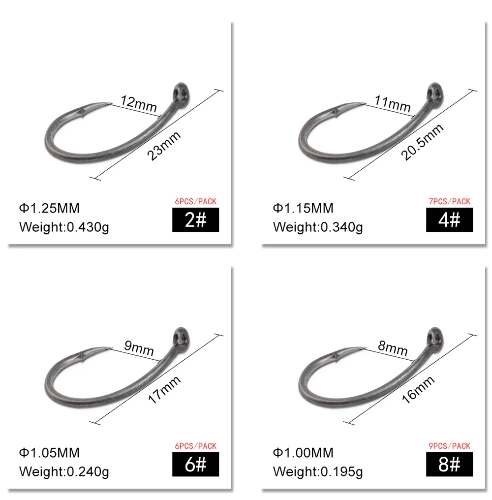 FTK рыболовные крючки голова 6-9 шт. 2-8# CR-1 и CS-1 Высокоуглеродистая сталь колючая Карп Рыболовный одиночный крючок набор с глазами Pesca