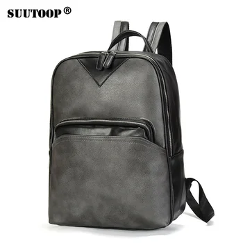 

Waterproof Men Laptop Leather Backpacks Leisure Travel Bag For Teenager Large Capacity Fashion Male Mochila 2018 New Designer