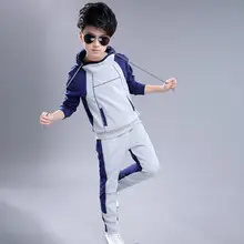 Спортивный костюм с капюшоном для мальчиков, комплект детской одежды, весенне-осенняя хлопковая школьная форма, спортивный костюм комплекты одежды для мальчиков 4, 6, 8, 10, 12, 14 лет