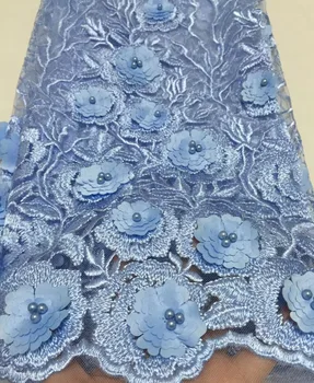 

Hot sale beautiful african beads lace fabric for wedding dress latest high quality french 3d embroidered lace fabric TS6526