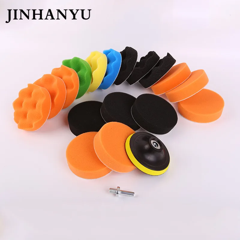 19 Pieces Car Buffer Pad Car Polishing Sponge Set With 1 Backing Pad 16 Polishing Sponge 1 M10