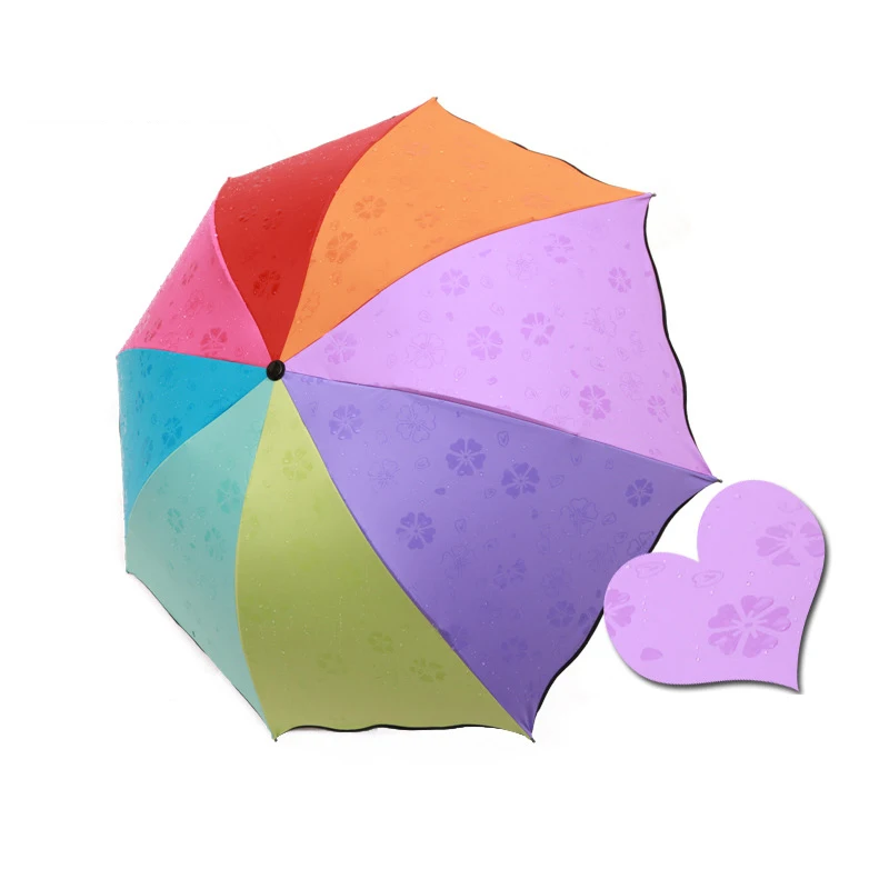 Rainbow Women Rain Umbrella Folding Female Umbrellas Sunscreen Woman Parasol Girl Antiuv Art