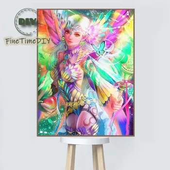 

Full Diamond Embroidery Angel Elf 5D Diy Diamond Painting Anime Round Rhinestone 3D Photo Mosaic Decoration Holiday Gift