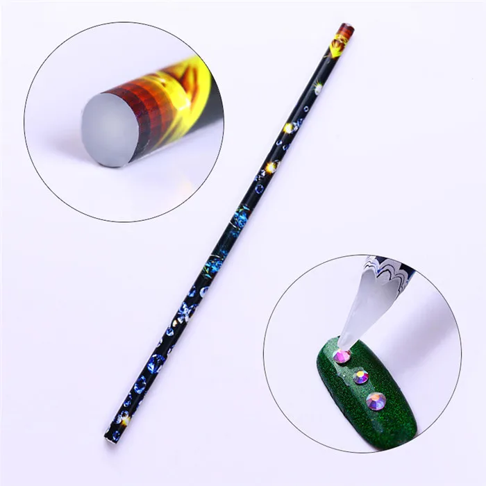 NICOLE DIARY двухконцевая расчесочная Ручка инструмент для дизайна ногтей гвоздики со стразами восковой карандаш кристальная ручка для бисера