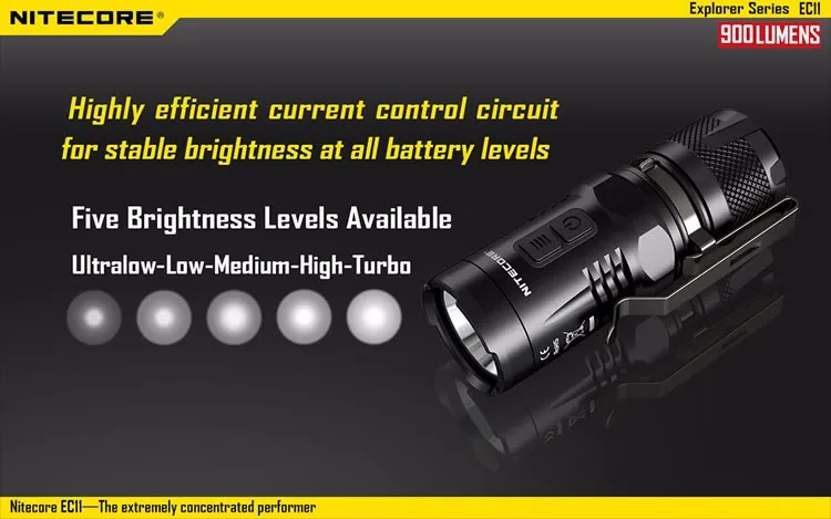 NITECORE EC11+ IMR 18350 аккумуляторная батарея 900LM белый+ красный светодиодный фонарик водонепроницаемый спасательный Открытый Поиск кемпинг