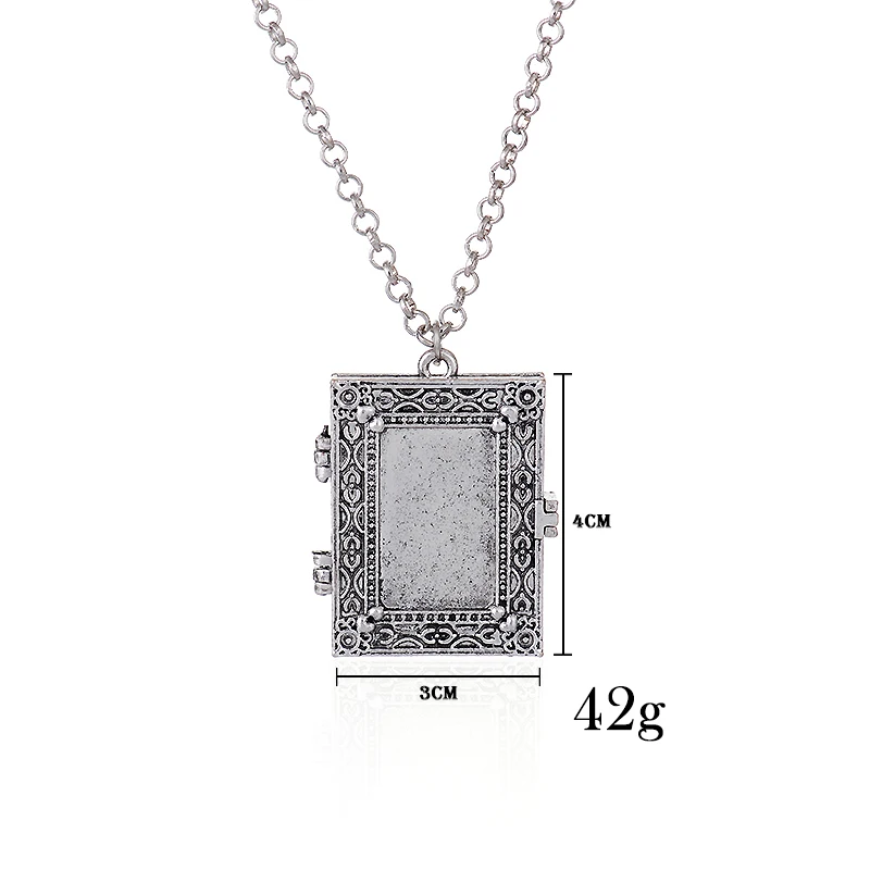 YUKAM ретро фото рамка коробка ожерелье s винтажный прямоугольный медальон кулон ожерелье в стиле панк античное серебряное ожерелье для женщин и мужчин