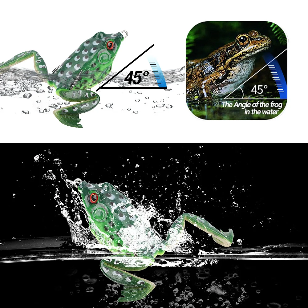 DONQL 4pcs Box Soft Fishing Frog 15g Top Water Artificial Baits With Double Hooks Ray Frogs Soft Silicone Fishing Lure (6)