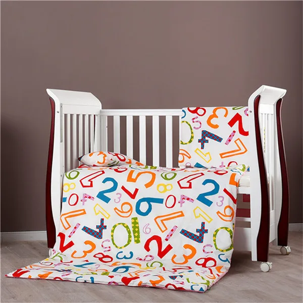 Baby Bedding Set 100 Cotton Letters & Numbers Prints Pillowcase Duvet