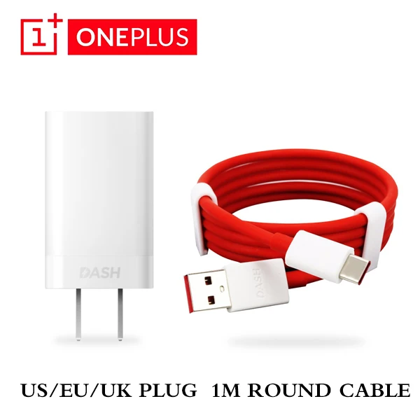 

Original Oneplus 6t 5 3 t smartphone US EU UK Plug Dash Fast Charger Adapter Fast Charge Cable 1M Red Round Quick Charging Line
