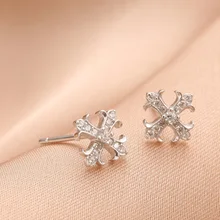 

Coleon 100% 925 Sterling Silver Stud Earrings Fashion Cross Gem Stone Earring Women Fine Jewerlry for Party Birthday Gift