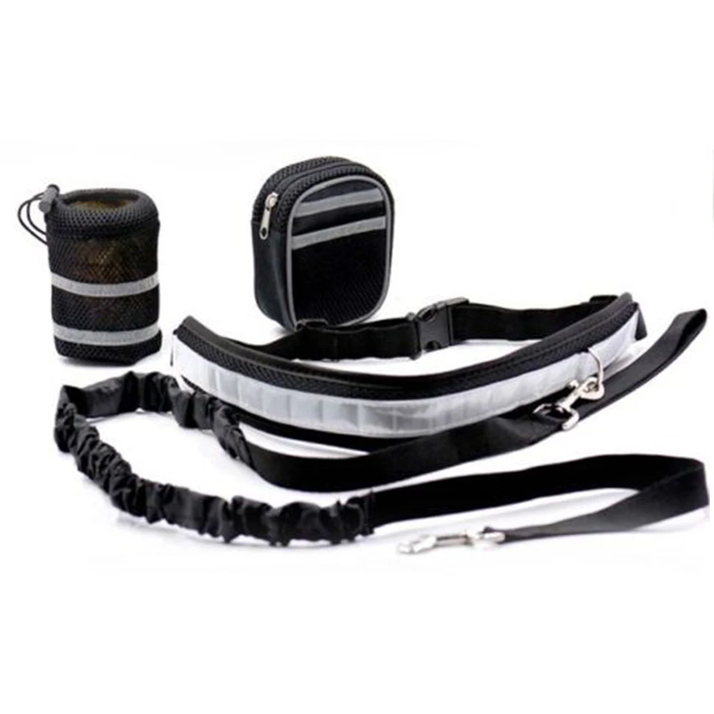 

Dog Leash Set With Bag Elastic Training Supplies Walking Running Reflective Strip Lead Strap Pet Waist Belt Outdoor Hands Free