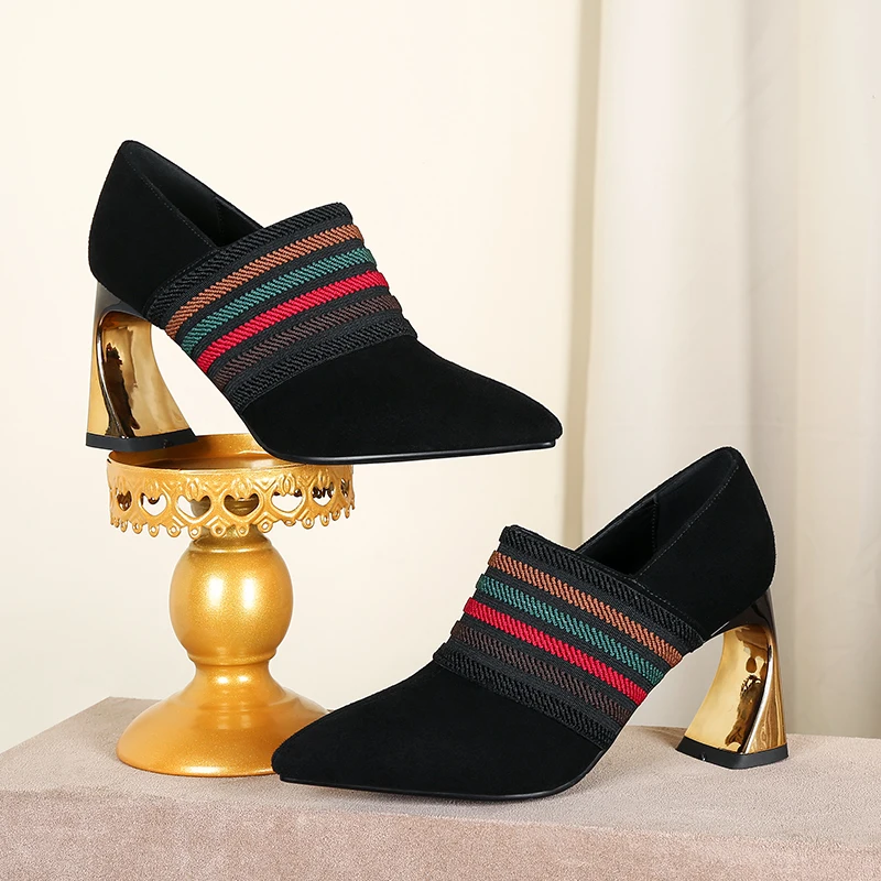 Pointu Moutons en Nouvelle De National Anti Vent La Talons Avec Cuir À Hauts Main Ceinture Chaussures Simples Femmes Des 2019 OxwZdq0vO