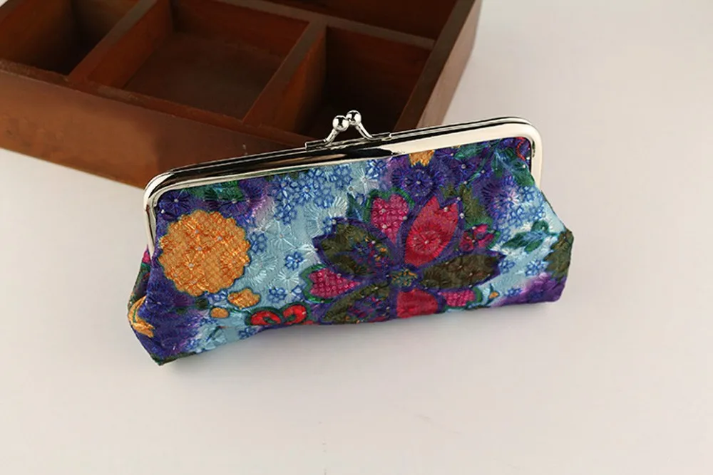 Женские кошельки для монет в стиле ретро, винтажный маленький кошелек с цветами, кошелек на застежке, клатч, Женский кошелек, Carteira Feminina# BL5