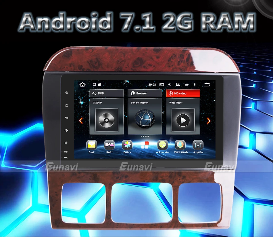 Top Eunavi 4 Core 2 Din Android 7.1 Car Radio Stereo Player GPS Navigation For Mercedes-Benz S-Class W220 CL-Class W215 Bluetooth 1