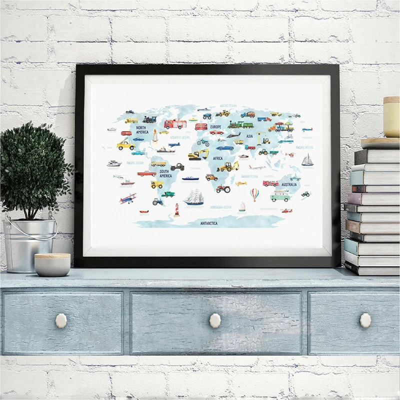 World Map Canvas Art Poster Home Decor
