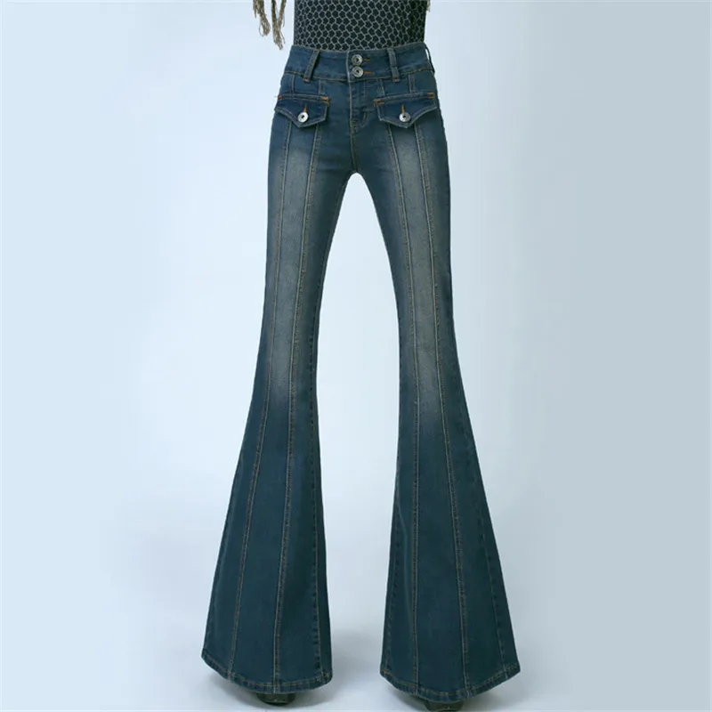 MORUANCLE Модные женские расклешенные джинсы Брюки Женские Широкие джинсовые брюки случайный звонок Низ Джинсы для женщин размер s-xl