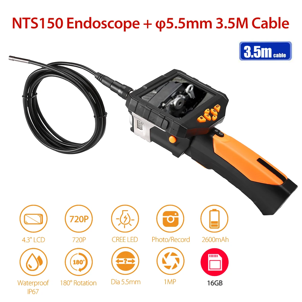 

5.5mm borescope Camera Eyoyo NTS300 4.3" color LCD Display Monitor Snake Inspection Endoscope 6 LEDS Borescope 3.5mm Tube Cam