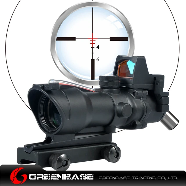 Best price at $103 Cheap Greenbase rifle scope optic air gun hunting red dot for rifle EC 4X32 Green optical fiber