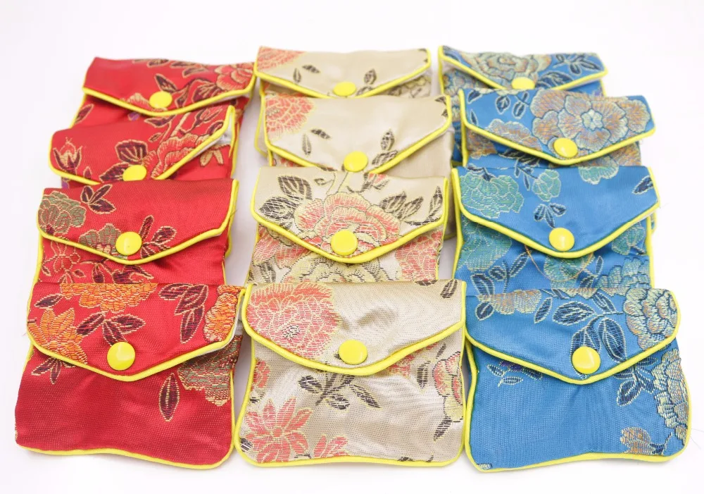 

12 pcs Multi-color gift bag pouch 65mmx80mm silk cloth gift jewelry bags pouches