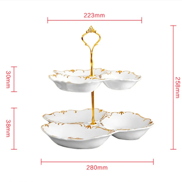 Керамическая двойная Фруктовая тарелка Европейская десертная тарелка многослойная сухофруктовая тарелка для закуски тарелка КОНФЕТНИЦА