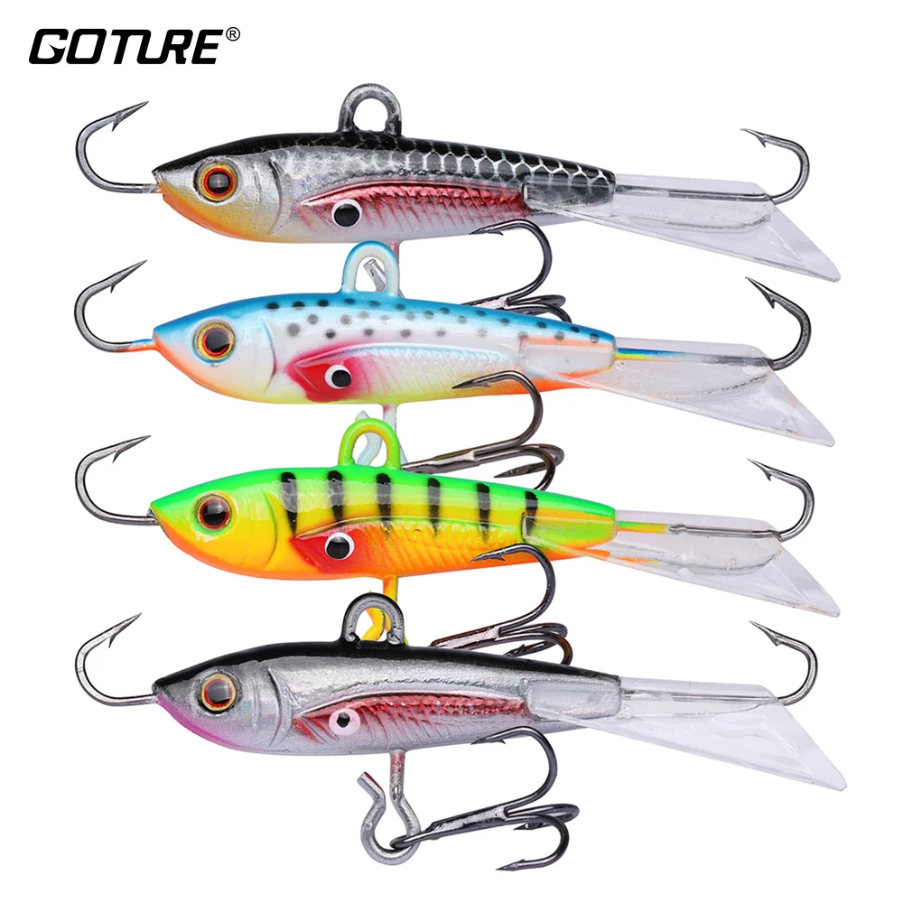 Goture 4pcs/lot 60mm 10.1g Winter Ice Fishing Lures Artificial Bait