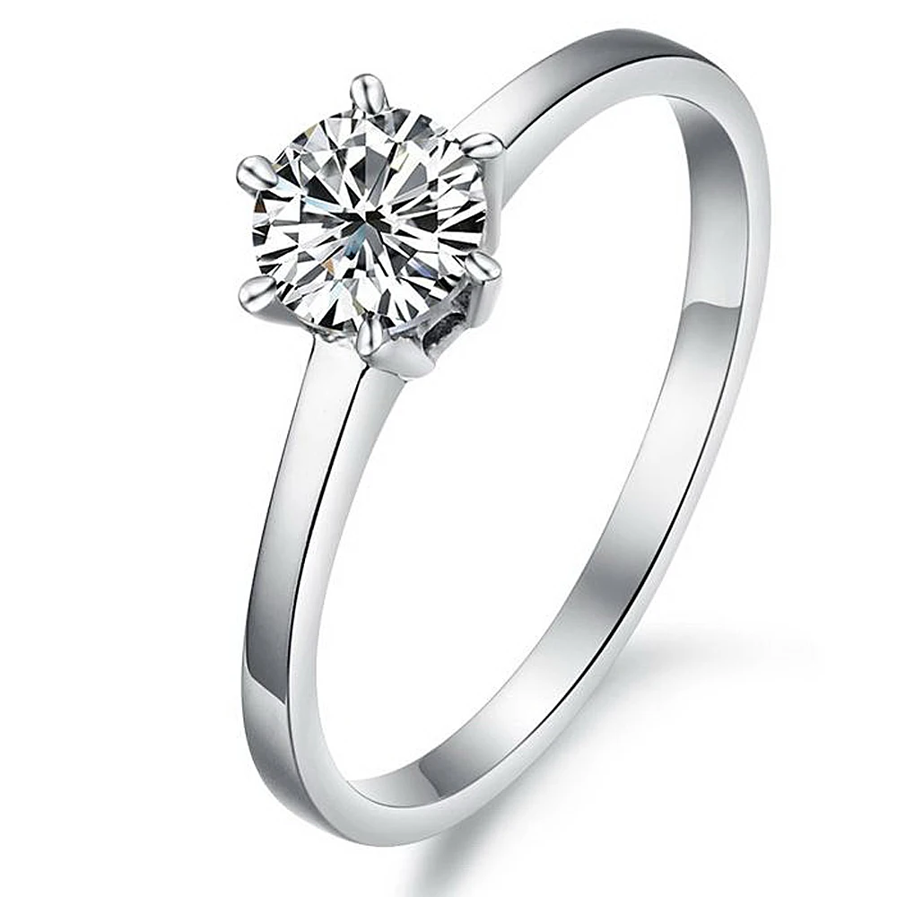Never Darkness Stainless Titanium Steel Wedding Band For Women Fashion Jewelry Shiny Crystal Solitaire Finger Rings Cubic Zircon | Украшения