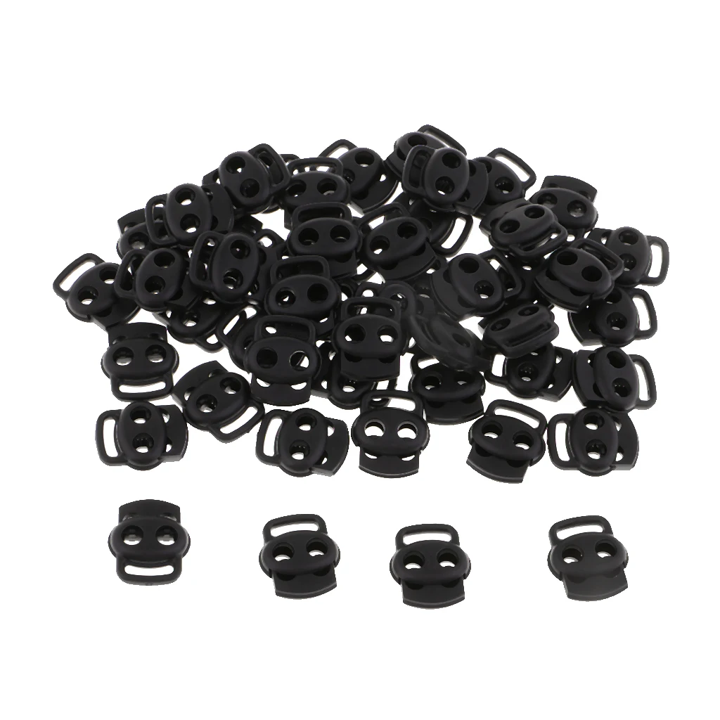 50 Pieces  Oval Bean Double Hole String Stopper Toggle Buckle Cord Locks End For Lanyard Backpack Sportwear Shoelace Tent