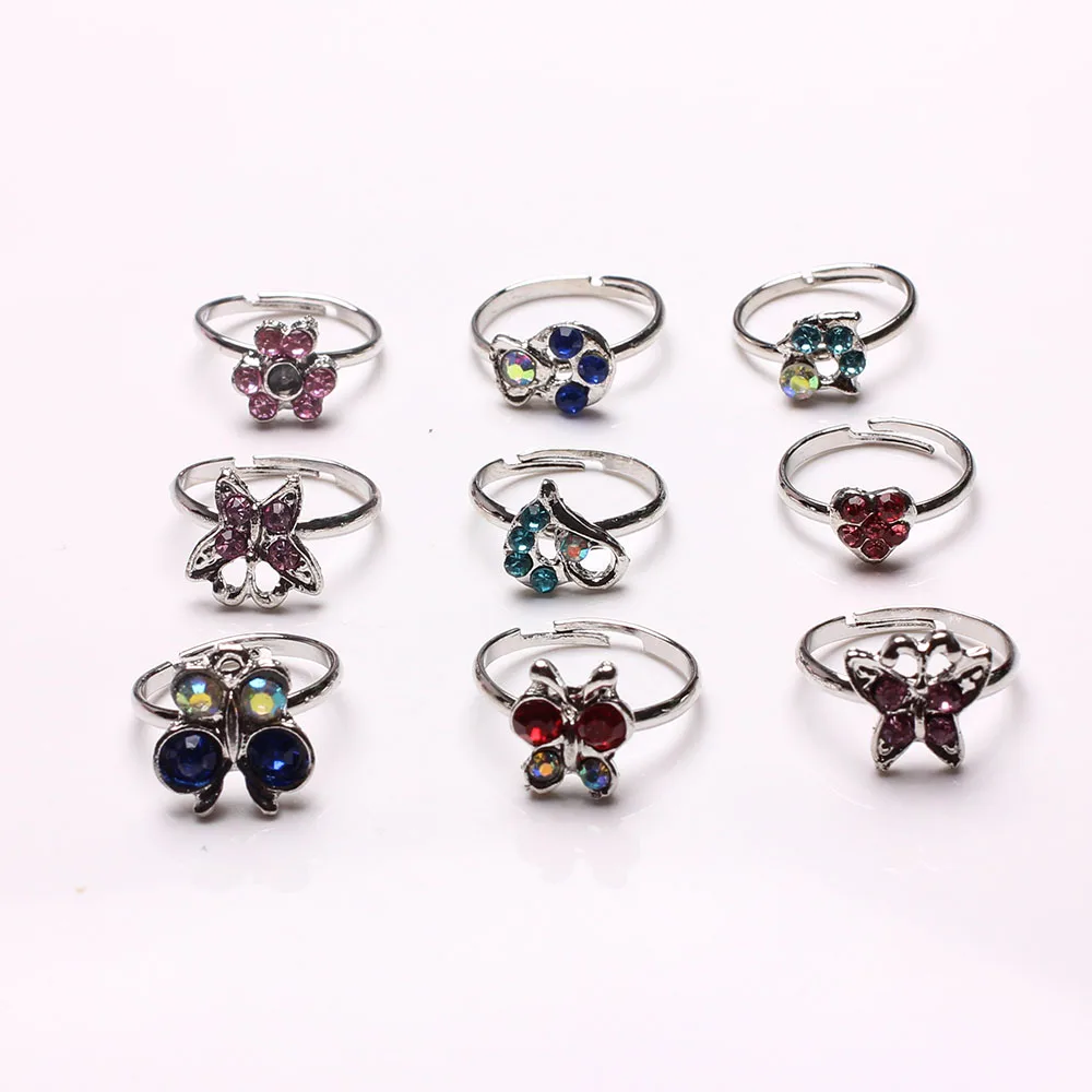 100 шт. регулируемые кольца с мультяшным кристаллом для девочек|ring kids|adjustable ringring