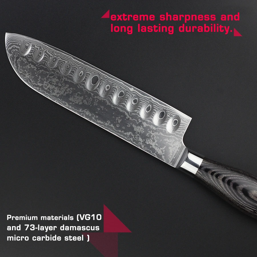 Haoye 7 &quotДамаск нож santoku японский полый край кухонные ножи рыба сашими