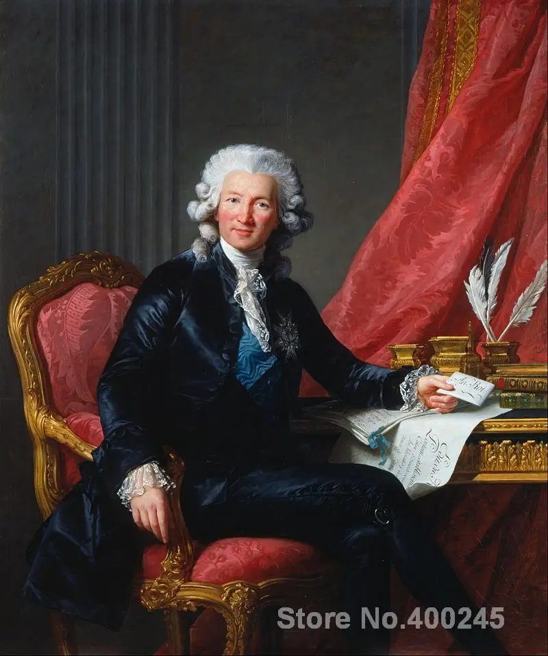 

Famous Portrait Elisabeth Vigee Lebrun Charles Alexandre de Calonne oil Painting canvas High quality Hand painted