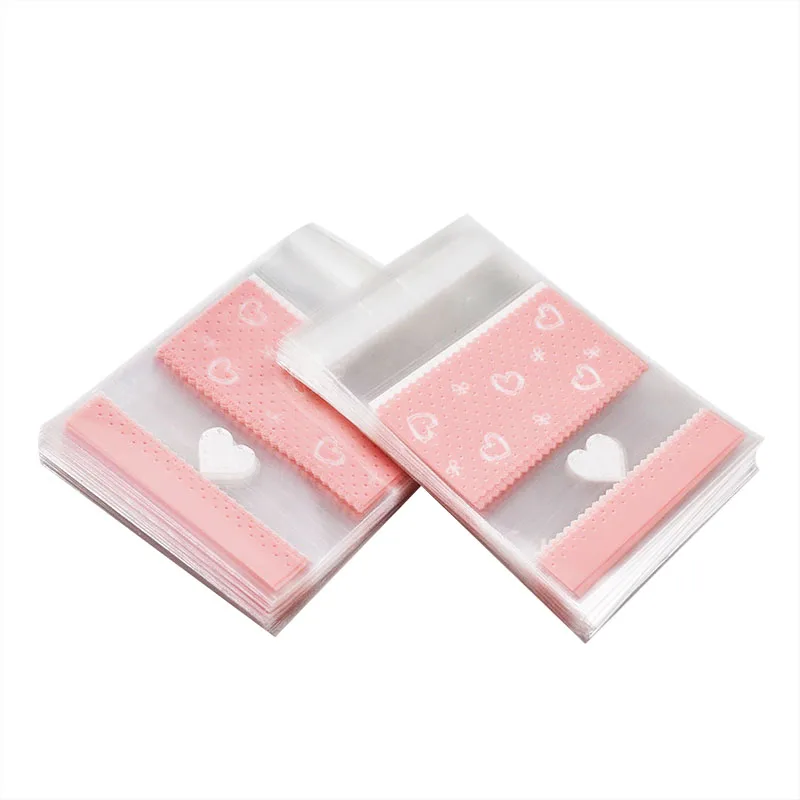 

50/100 pcs/lot Clear Heart Lace Baking Candy Cookie Gift Bag Plastic Self Adhesive For Wedding Birthday Party Baby Shower 8z